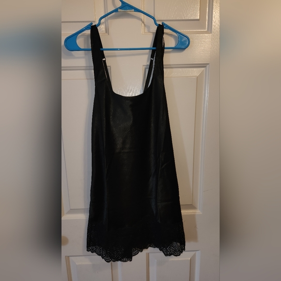 Victoria's Secret Gold Label Glossy Crisscross Back Lace Hem Slip Dress - Picture 2 of 4